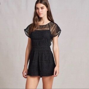 Tularosa Brynn Open Back Black Eyelet Romper